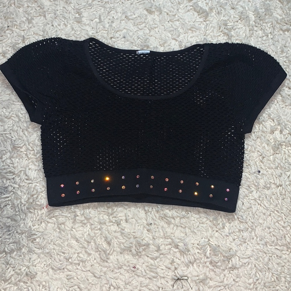 fish net dancer crop top
